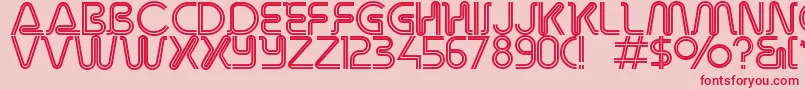 Overdriveinlinealternate-Schriftart – Rote Schriften auf rosa Hintergrund