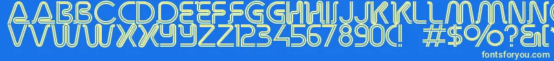 Overdriveinlinealternate Font – Yellow Fonts on Blue Background