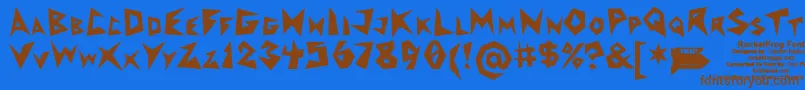 RocketfrogFont Font – Brown Fonts on Blue Background