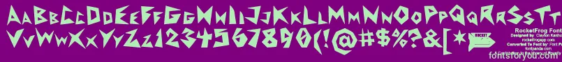 RocketfrogFont Font – Green Fonts on Purple Background