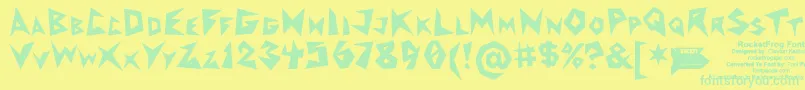 フォントRocketfrogFont – 黄色い背景に緑の文字