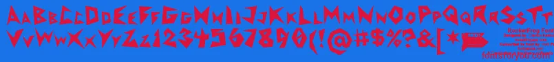 RocketfrogFont Font – Red Fonts on Blue Background