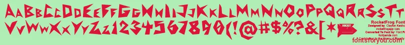 フォントRocketfrogFont – 赤い文字の緑の背景