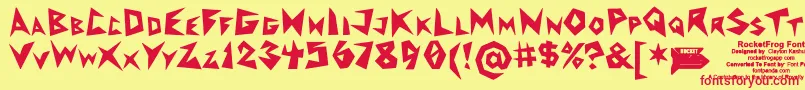 フォントRocketfrogFont – 赤い文字の黄色い背景