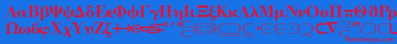 QuantapitwosskRegular Font – Red Fonts on Blue Background