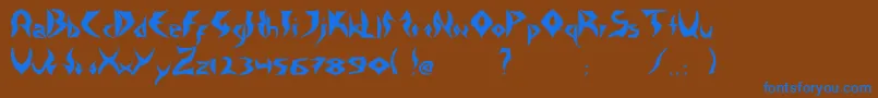 フォントTattooHeavy – 茶色の背景に青い文字