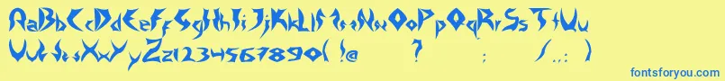 TattooHeavy-Schriftart – Blaue Schriften auf gelbem Hintergrund