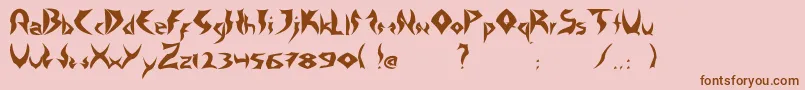 フォントTattooHeavy – ピンクの背景に茶色のフォント