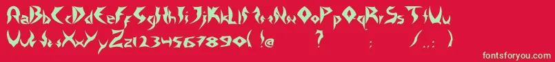 TattooHeavy-Schriftart – Grüne Schriften auf rotem Hintergrund
