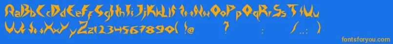 TattooHeavy-Schriftart – Orangefarbene Schriften auf blauem Hintergrund