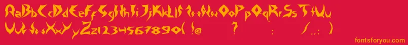 TattooHeavy-Schriftart – Orangefarbene Schriften auf rotem Hintergrund