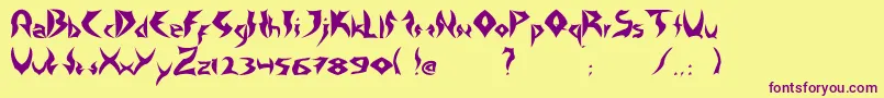 TattooHeavy-Schriftart – Violette Schriften auf gelbem Hintergrund