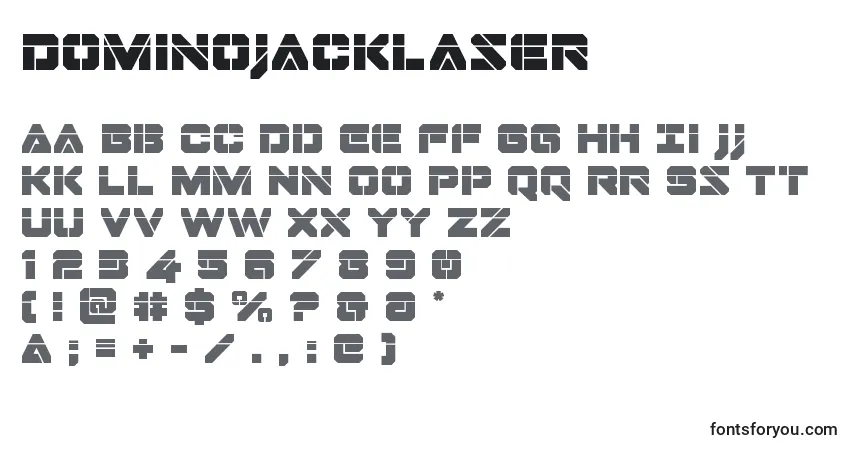 Schriftart Dominojacklaser – Alphabet, Zahlen, spezielle Symbole