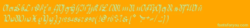 GreifswalderDeutsche Font – Green Fonts on Orange Background