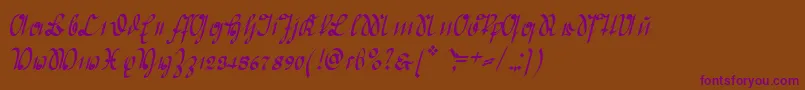 GreifswalderDeutsche-Schriftart – Violette Schriften auf braunem Hintergrund