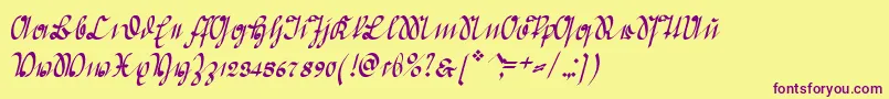 GreifswalderDeutsche-Schriftart – Violette Schriften auf gelbem Hintergrund