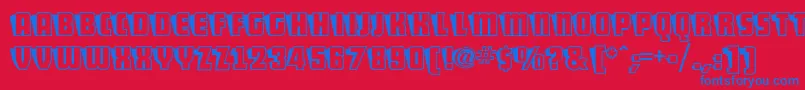 ShoCardCapsNf-Schriftart – Blaue Schriften auf rotem Hintergrund