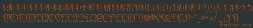 Weitere Informationen zur ShoCardCapsNf-Schriftart ShoCardCapsNf-Schriftart – Braune Schriften auf schwarzem Hintergrund