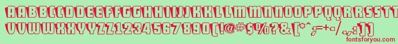 Шрифт ShoCardCapsNf – красные шрифты на зелёном фоне