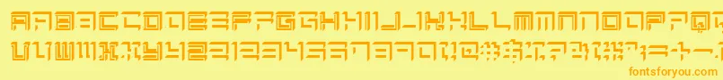 フォントSqrt – オレンジの文字が黄色の背景にあります。