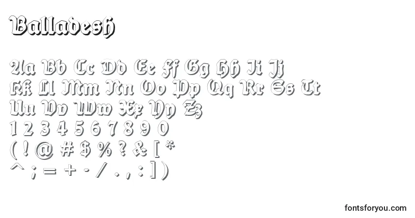 A fonte Balladesh – alfabeto, números, caracteres especiais