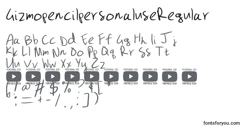 Шрифт GizmopencilpersonaluseRegular – алфавит, цифры, специальные символы