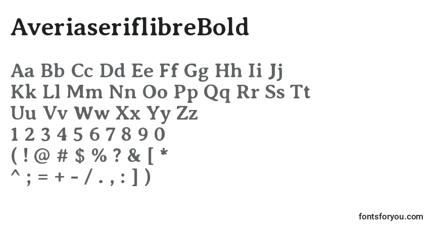 A fonte AveriaseriflibreBold – alfabeto, números, caracteres especiais