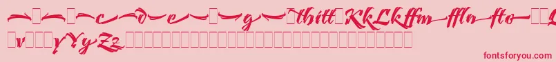 フォントBendigoPiLetPlain.1.0 – ピンクの背景に赤い文字