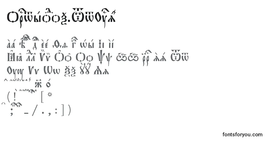 Czcionka Orthodox.TtUcs8 – alfabet, cyfry, specjalne znaki