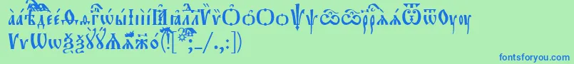 Orthodox.TtUcs8 Font – Blue Fonts on Green Background