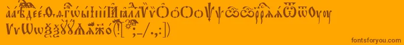 Orthodox.TtUcs8-Schriftart – Braune Schriften auf orangefarbenem Hintergrund