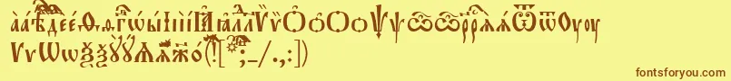 フォントOrthodox.TtUcs8 – 茶色の文字が黄色の背景にあります。