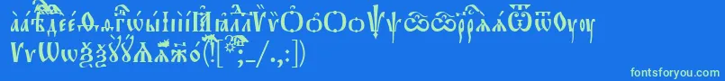 Orthodox.TtUcs8-Schriftart – Grüne Schriften auf blauem Hintergrund