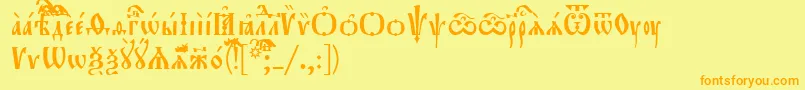 フォントOrthodox.TtUcs8 – オレンジの文字が黄色の背景にあります。