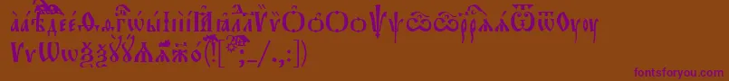 Orthodox.TtUcs8-Schriftart – Violette Schriften auf braunem Hintergrund