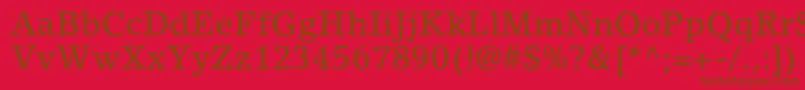 LinoletterstdMedium-Schriftart – Braune Schriften auf rotem Hintergrund