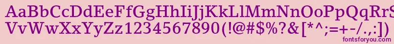 Fonte LinoletterstdMedium – fontes roxas em um fundo rosa