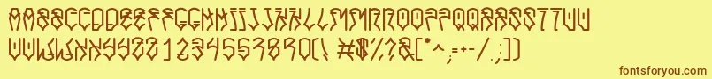 CaracasRegular-Schriftart – Braune Schriften auf gelbem Hintergrund