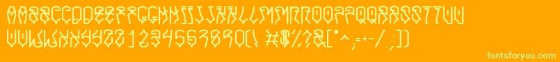 CaracasRegular-Schriftart – Gelbe Schriften auf orangefarbenem Hintergrund