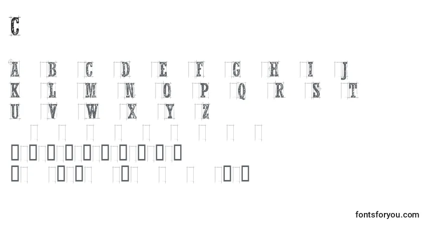 Czcionka CfnelsonoldcaractersRegula – alfabet, cyfry, specjalne znaki
