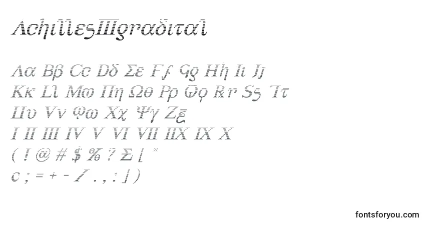 A fonte Achilles3gradital – alfabeto, números, caracteres especiais