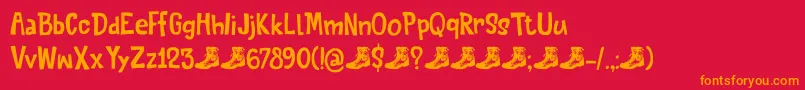 Fonte QuiteSomethingDemo – fontes laranjas em um fundo vermelho