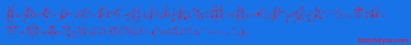 フォントMp – 赤い文字の青い背景