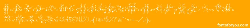 Mp-Schriftart – Weiße Schriften auf orangefarbenem Hintergrund