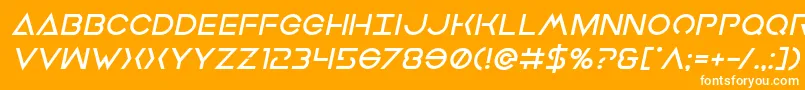 Earthorbiterboldital-Schriftart – Weiße Schriften auf orangefarbenem Hintergrund