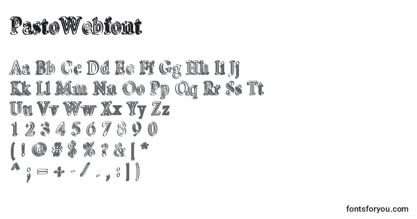 Czcionka PastoWebfont – alfabet, cyfry, specjalne znaki