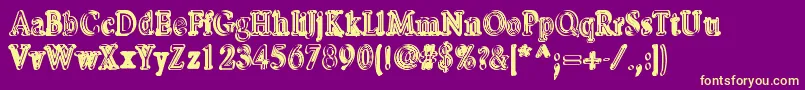 PastoWebfont-fontti – keltaiset fontit violetilla taustalla