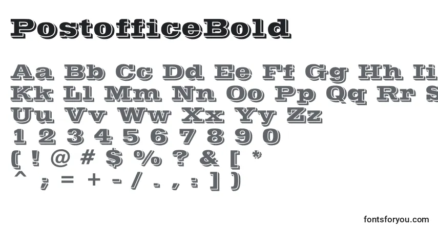 PostofficeBold-fontti – aakkoset, numerot, erikoismerkit