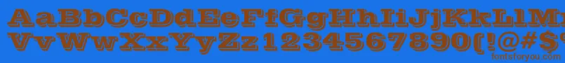 フォントPostofficeBold – 茶色の文字が青い背景にあります。