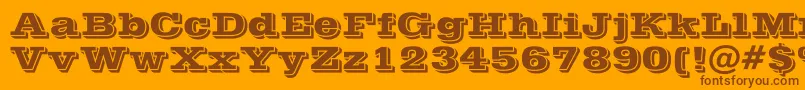 PostofficeBold-Schriftart – Braune Schriften auf orangefarbenem Hintergrund